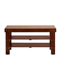 Streamdale Pina Quality Solid Wood Shoe Bench, Cherry Finish