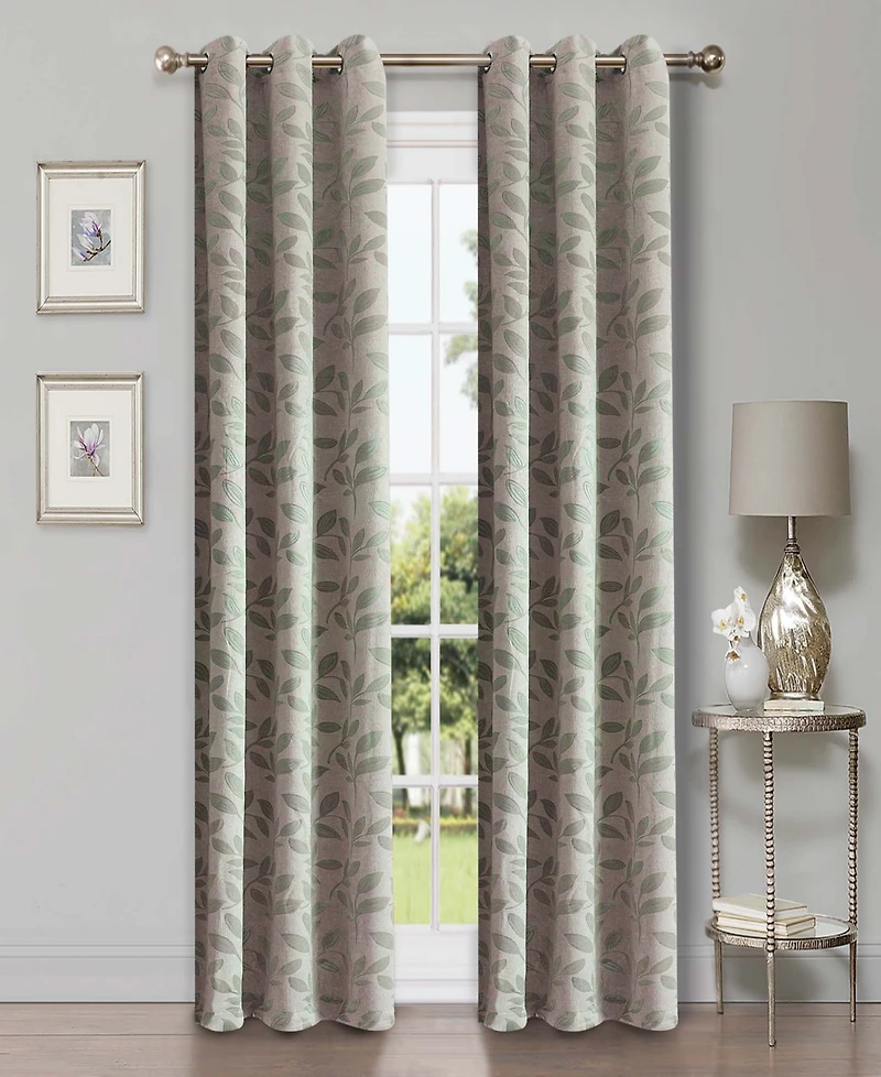 Superior Modern Leaves 8 Curtain Panels Set with Grommet Header, 42 X 84