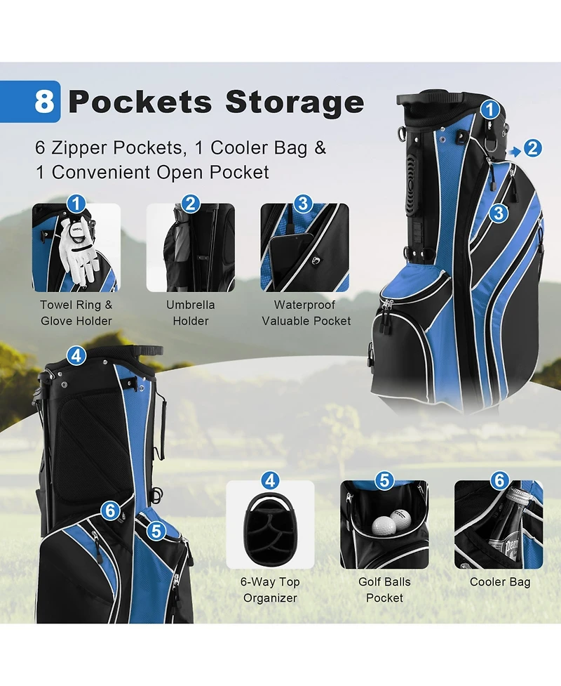 Slickblue Golf Stand Bag Lightweight and Portable Cart with Shoulder Strap
