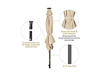 Slickblue 9 ft Solar Led Lighted Patio Market Umbrella Tilt Adjustment Crank Lift