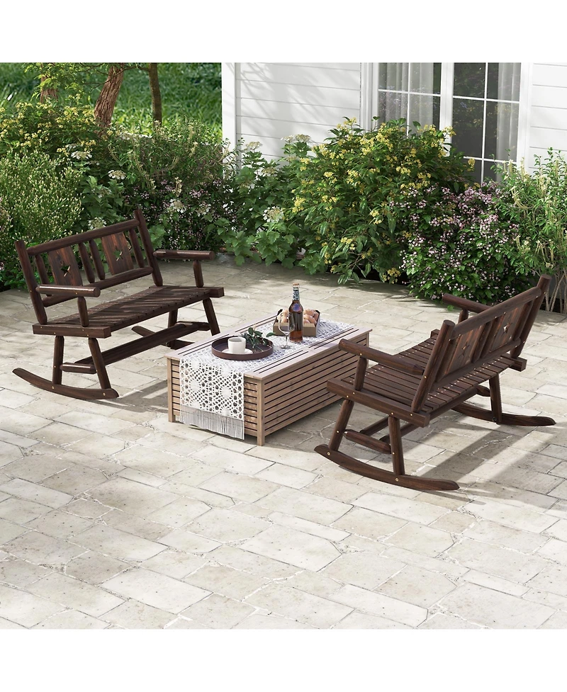 Slickblue Patio Rocking Bench Double Rocker Chair with Ergonomic Seat 2-Person Loveseat