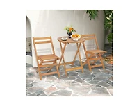 Slickblue 3 Pieces Folding Patio Bistro Set with Slatted Tabletop