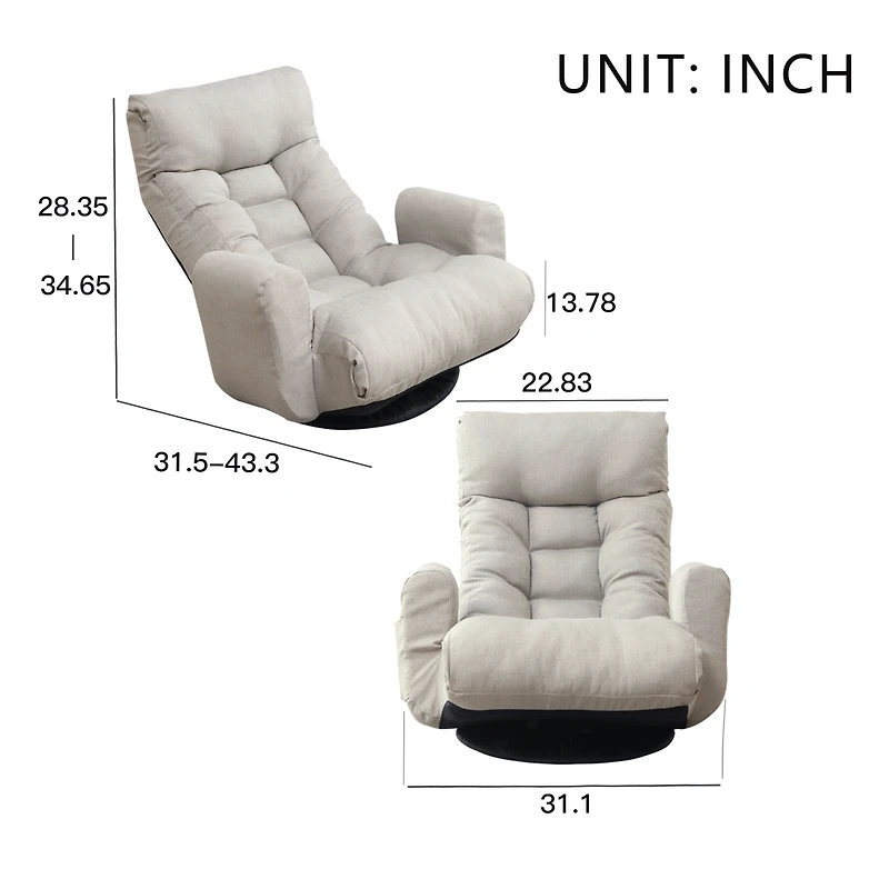 Streamdale Adjustable Gaming Lounger Chair, 360 Rotation