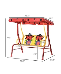 Outsunny Outdoor Hanging Bench for Kids with Adjustable Roof,
