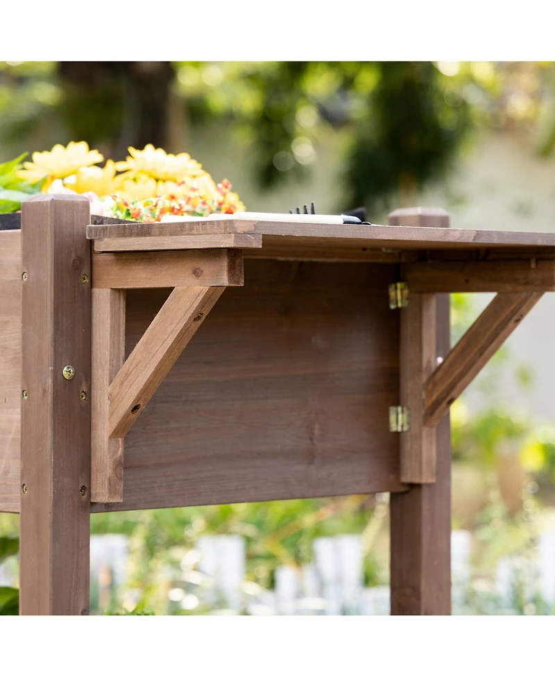 Spacious Wheeled Elevated Planter with Storage and Drainage
