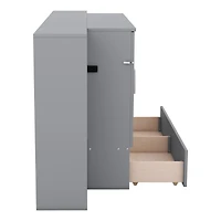 Streamdale Full Murphy Bed with Shelves, Drawers and Usb Ports, Gray