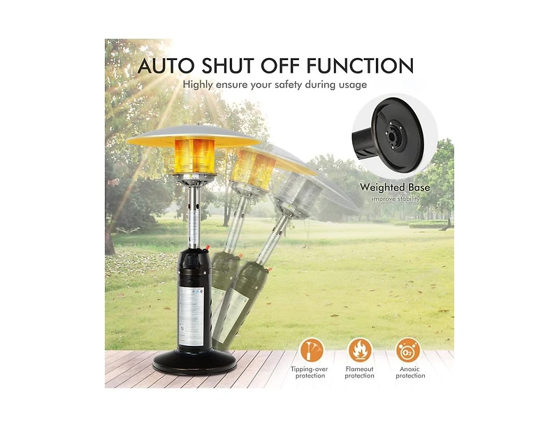 Slickblue 11 000BTU Portable Tabletop Patio Stainless Steel Standing Propane Heater