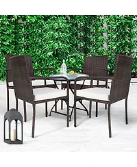 Slickblue 4 Pieces Outdoor Patio Rattan Dining Chairs Cushioned Sofa