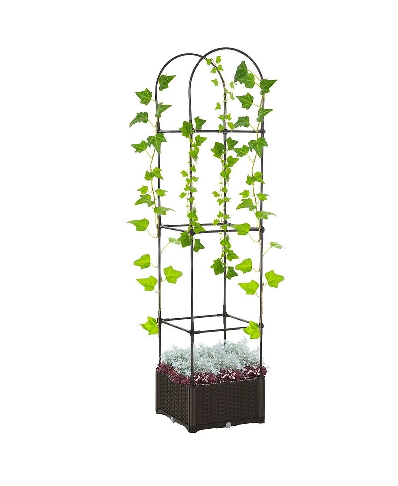 2-in-1 Self-Watering Trellis Planter Box Reinforced Pp and Steel Construction