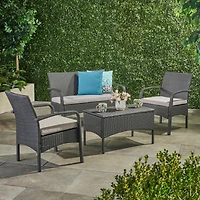 Streamdale Furniture Cordoba Brown Pe Rattan 4-Piece Outdoor Chat Set