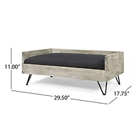 Streamdale Furniture Mid-Century Modern Acacia Wood Pet Bed with Water-Resistant Cushion