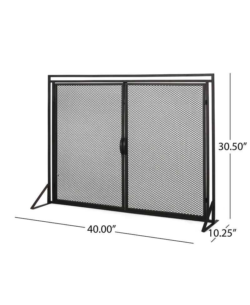 Streamdale Matte Black Modern Iron Fireplace Screen with Access Doors