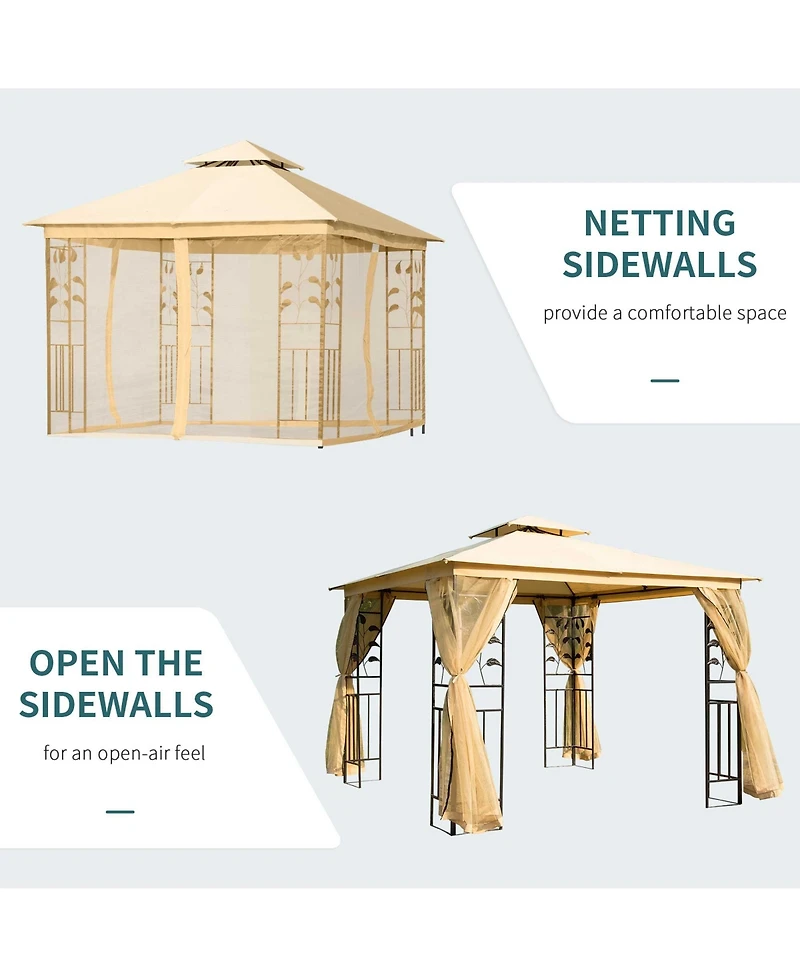 Elegant 10x10 Gazebo Tent with Canopy, Mesh Walls, and Steel Frame
