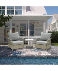 Mondawe 3-Piece Outdoor Patio Rattan Wicker Patio Conversation Set for Garden Backyard