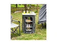 Slickblue Folding Camping Storage Cabinet with 3 Shelves and Carry Bag