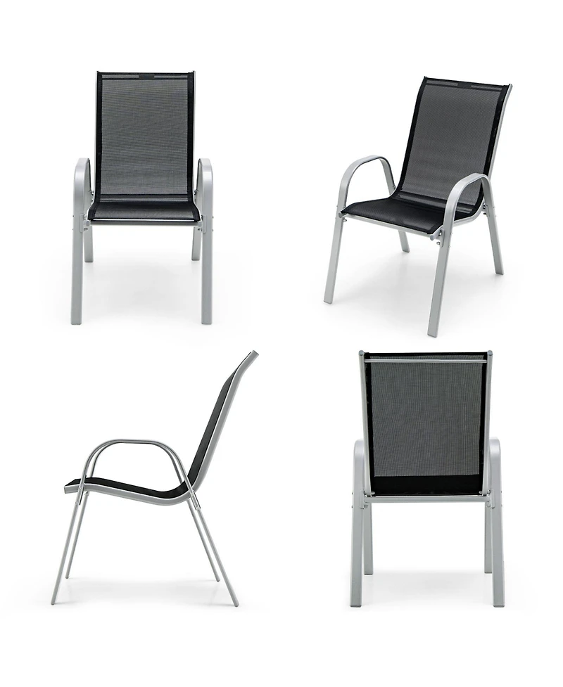Slickblue 4 Pieces Stackable Patio Dining Chairs Set with Armrest