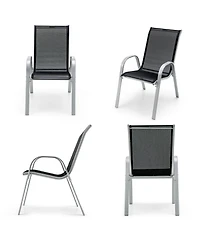 Slickblue 4 Pieces Stackable Patio Dining Chairs Set with Armrest