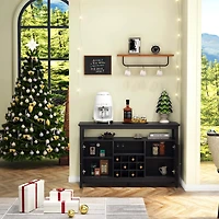 Streamdale Storage Buffet Cabinet/Sideboard/Tv Console with Glass Doors, Black