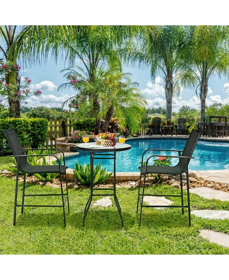 Slickblue 3 Pieces Outdoor Patio Bar Table Stool Set