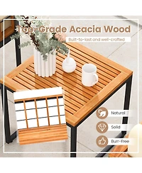 Slickblue 3 Pieces Patio Chair Set Acacia Wood Outdoor Sofa Set with Soft Cushions-Beige