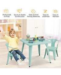 Slickblue 27'' Kids Square Steel Table Play Learn Activity Table-Blue