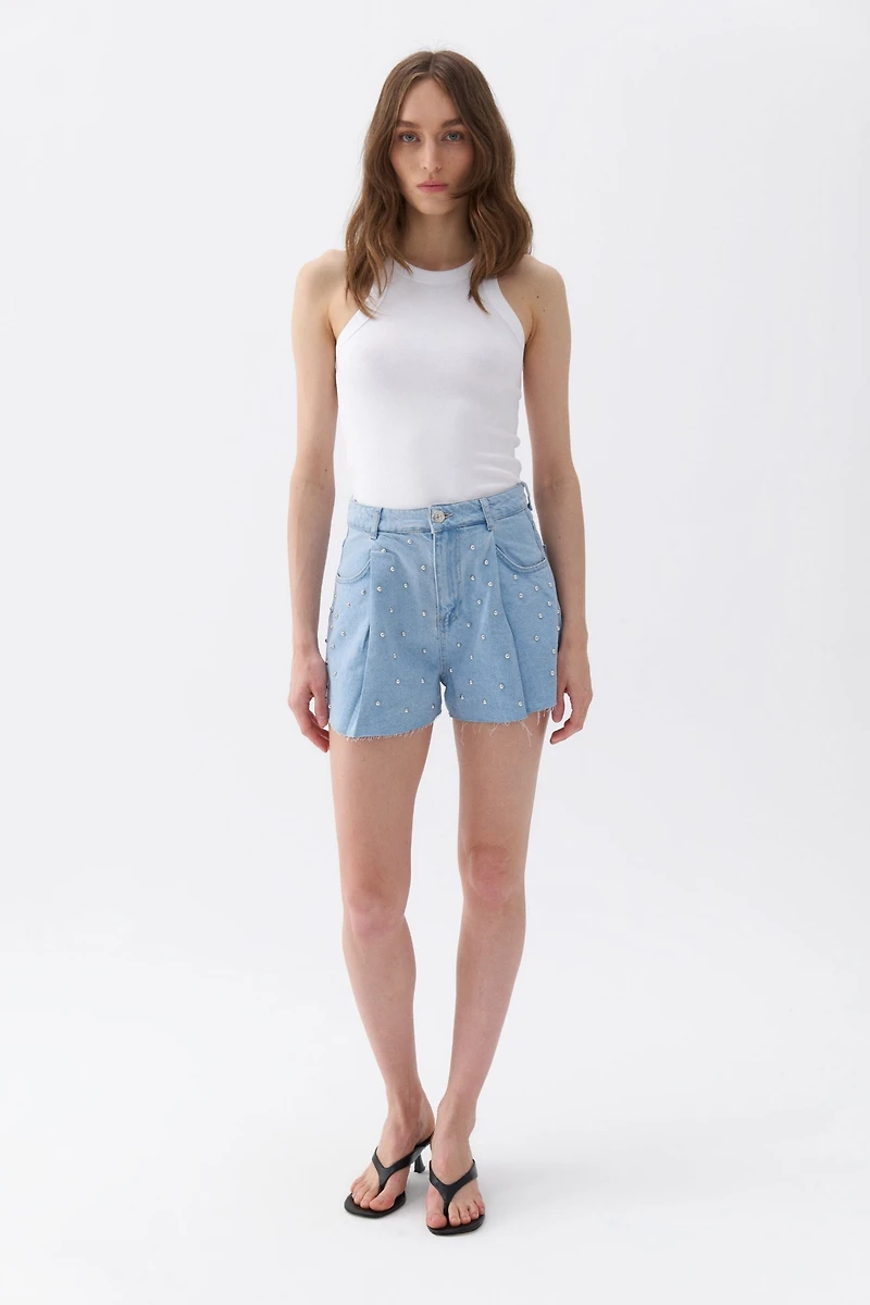 Nocturne Women's Dart Detailed Denim Shorts