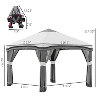 10' x 10' Pop Up Canopy Tent with Netting, Instant Tents for Parties, Height Adjustable, with Wheeled Carry Bag and 4 Sand Bags for Outdoor, Garden, P