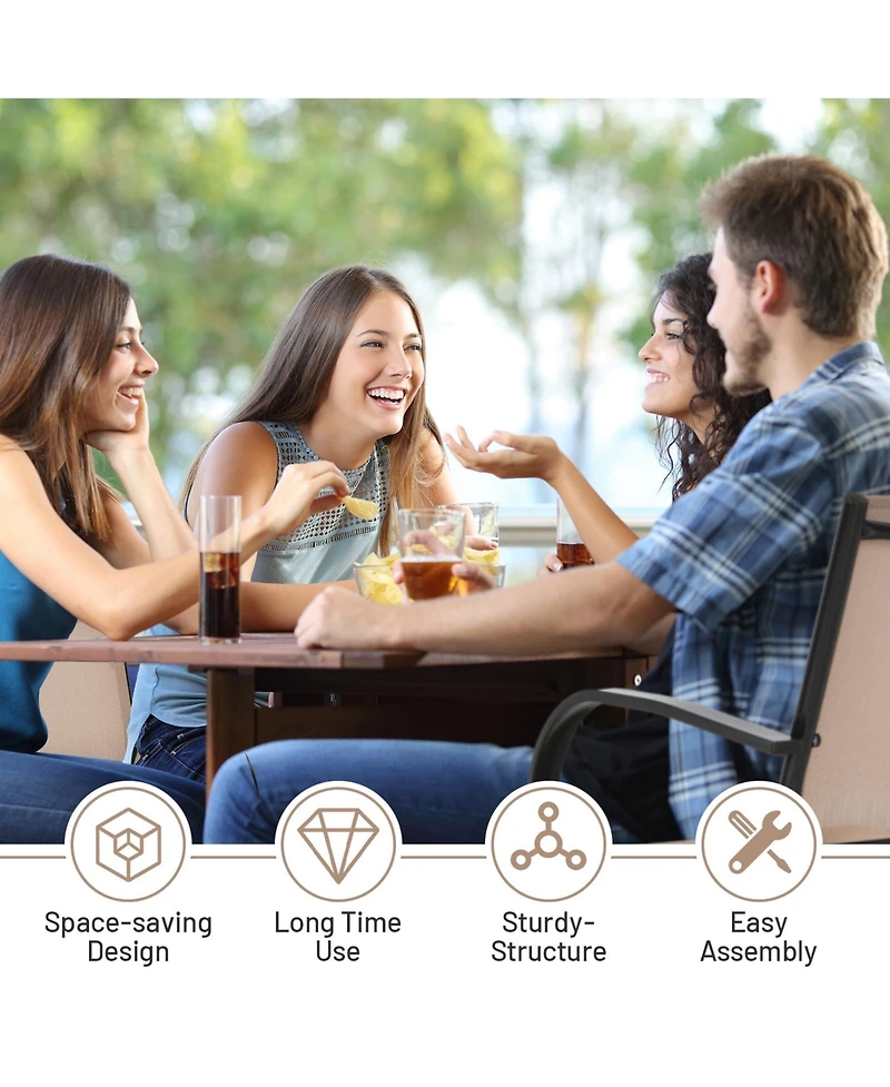 Slickblue Set of 2 Patio Stackable Dining Chairs with Armrests Garden Deck-Brown