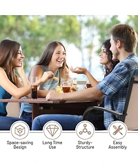 Slickblue Set of 2 Patio Stackable Dining Chairs with Armrests Garden Deck-Brown