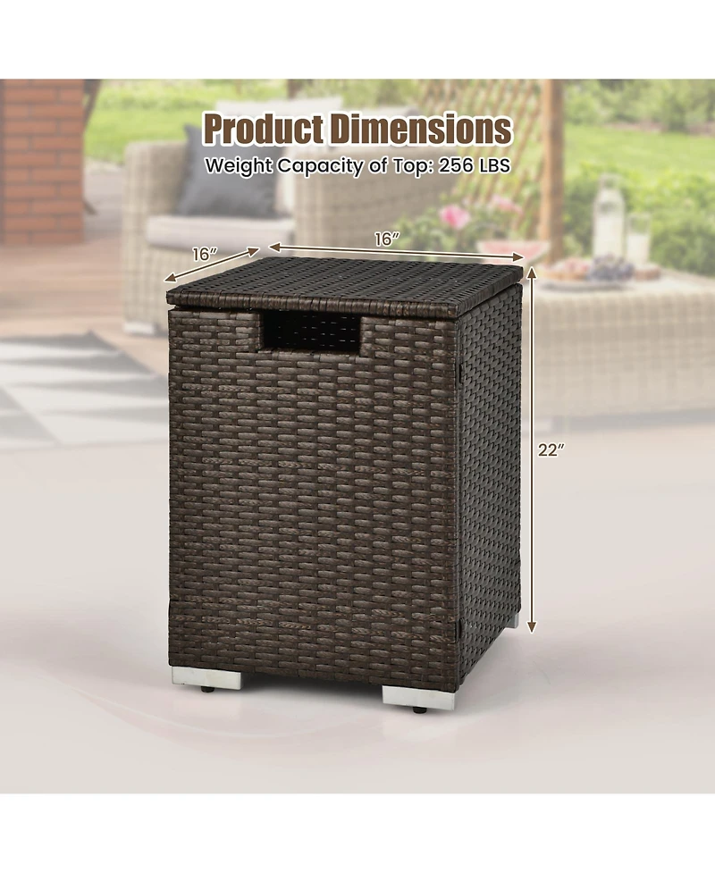 Slickblue 2-in-1 Patio Rattan Gas Propane Tank Cover for 20 lbs Propane Tanks-Brown
