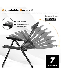 Slickblue 2 Pieces Patio Adjustable Folding Recliner Chairs with 7 Level Adjustable Backrest