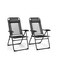 Slickblue 2 Pieces Patio Adjustable Folding Recliner Chairs with 7 Level Adjustable Backrest