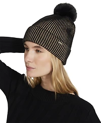 Steve Madden Women's Seeing Double Ribbed Beanie