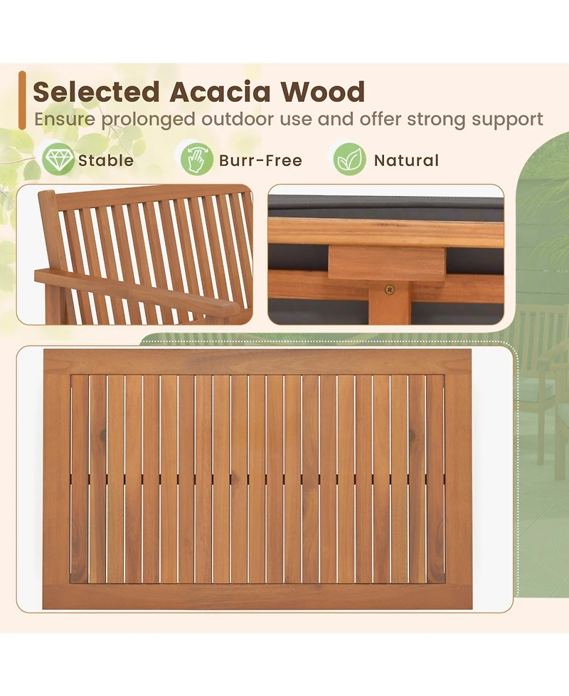 Slickblue 4 Piece Patio Wood Furniture Set Acacia Wood Sofa Set with Loveseat
