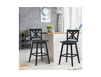 Set of 2 360-Degree Swivel Bar Stools for Home Restaurant