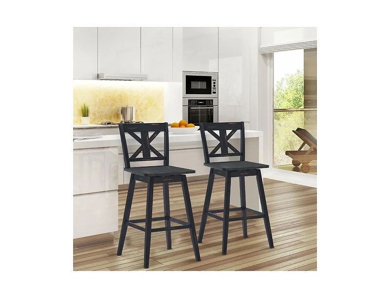Set of 2 360-Degree Swivel Bar Stools for Home Restaurant