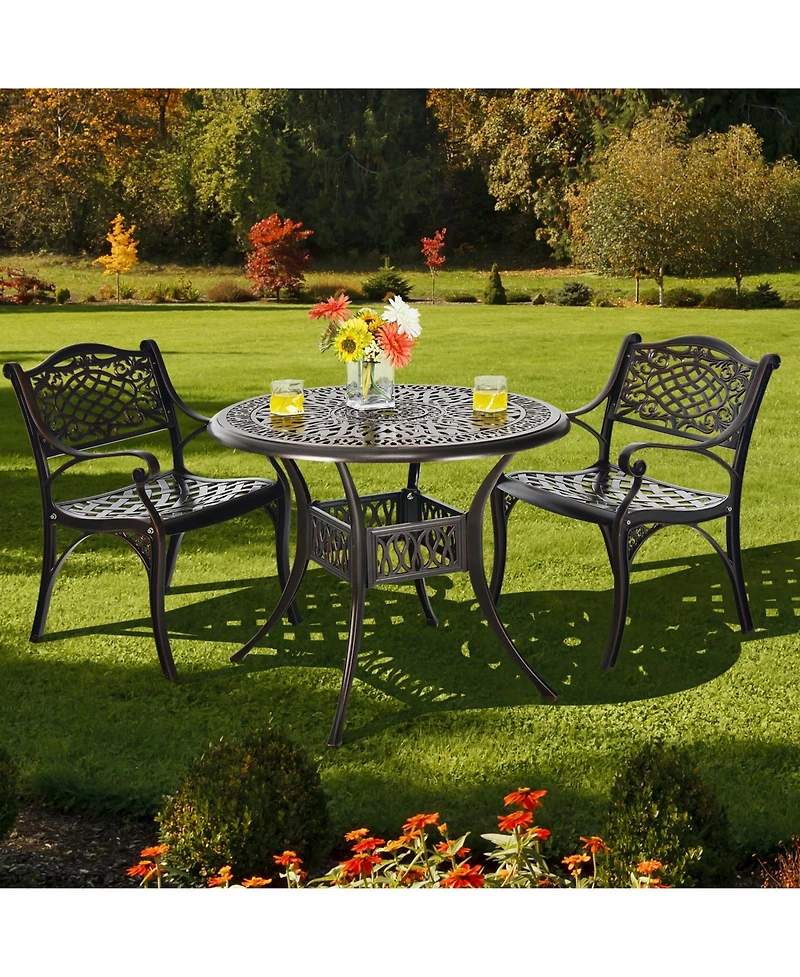 Slickblue 36 Inch Patio Round Dining Bistro Table with Umbrella Hole