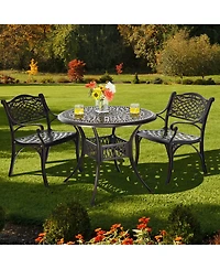 Slickblue 36 Inch Patio Round Dining Bistro Table with Umbrella Hole