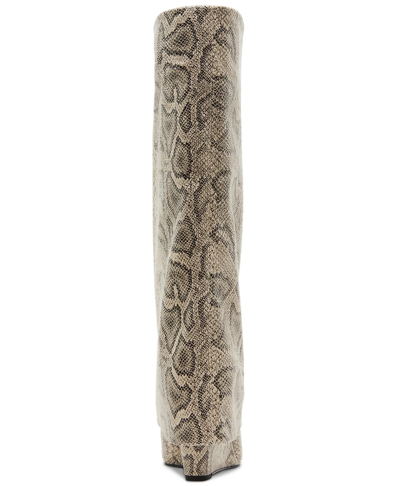 Madden Girl Evander Fold-Over Cuffed Knee High Wedge Dress Boots