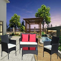 Streamdale 4-Piece Wicker Sectional Set with Glass Table