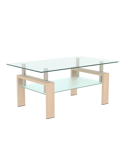 Simplie Fun Modern Clear Glass Coffee Table for Living Room