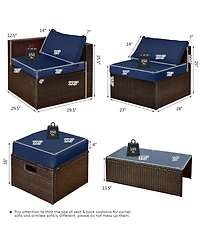 8PCS Patio Rattan Furniture Set Space-Saving Storage Cushion