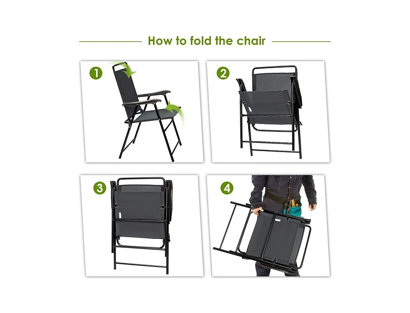 Slickblue 4 Pieces Portable Outdoor Folding Chair with Armrest