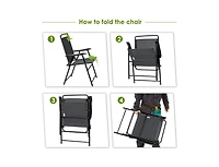 Slickblue 4 Pieces Portable Outdoor Folding Chair with Armrest