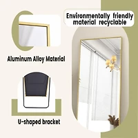 Homlux Gold 64"x21" Full-Length Rectangle Nano Glass Mirror, Standing or Wall-Mounted