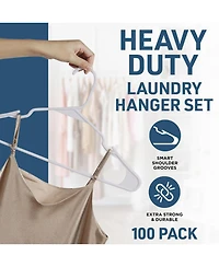 Lifemaster Plastic Clothes Hanger Set - 100 Pieces Versatile, Lightweight, Space-Saving, Non-Slip, Slim Designed, Dry and Wet Clothes Hanger Set