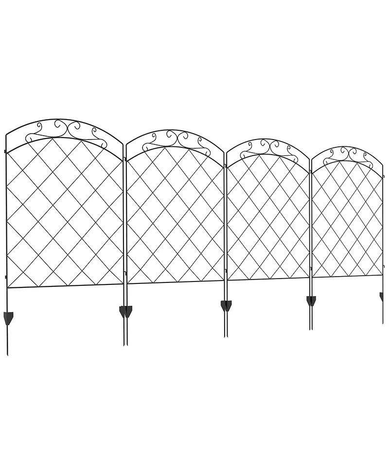 Outsunny 11.' Garden Fence Steel Border Flower Edging, Pack of