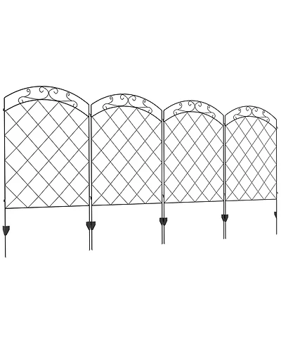 Outsunny 11.' Garden Fence Steel Border Flower Edging, Pack of