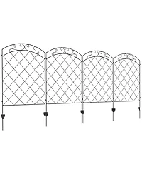 Outsunny 11.' Garden Fence Steel Border Flower Edging, Pack of