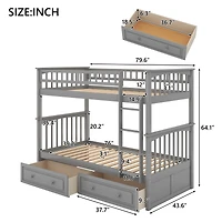 Streamdale Twin Over Bunk Bed With Drawers, Convertible Beds